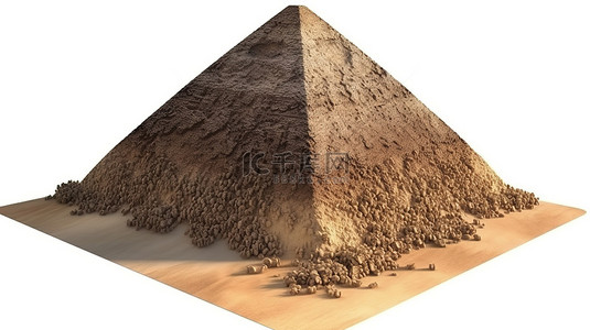 沙漠横截面孤立立方金字塔和埃及金字塔微观世界的 3D 渲染