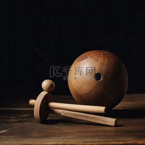 红继木球背景图片_木球乐器放在木桌上