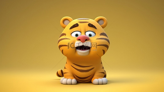 搞笑的老虎 3D 描绘