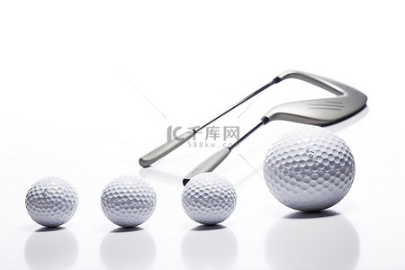 高尔夫球杆图形背景图片_三个高尔夫球和一对球杆