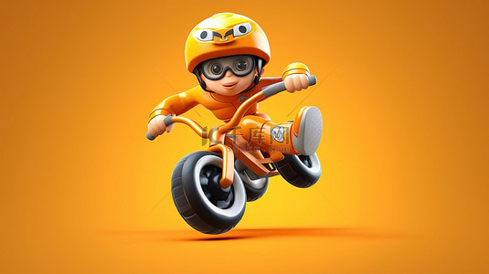 小轮车自行车手在奥林匹克运动中翱翔 3D 角色在行动