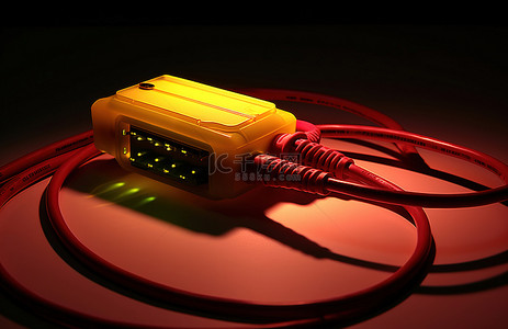 塑料盒和连接到黄灯的黄色电缆
