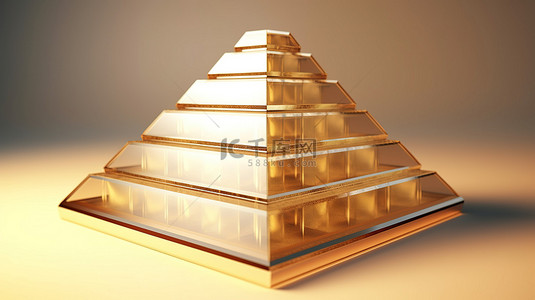 图表金字塔背景图片_动态背景下六层金字塔的抽象 3D 渲染