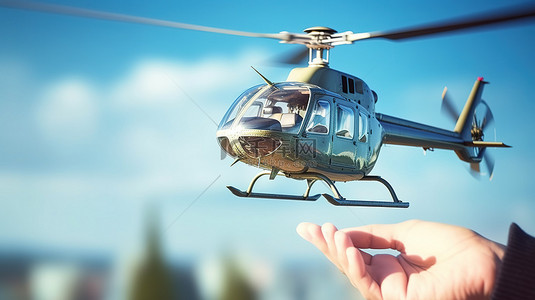 直升机分发欧元货币的 3d 渲染