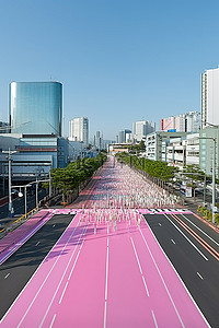 奇怪的背景图片_城市里一条粉红色的路是个奇怪的地方