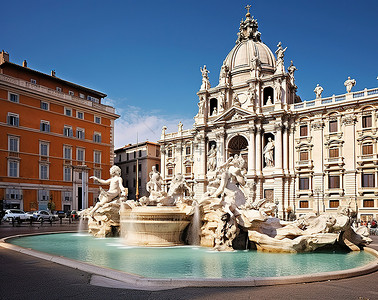 罗马有喷泉和大型建筑