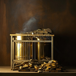 燃烧火炉背景图片_锅炉中燃烧的黄金金属框图片