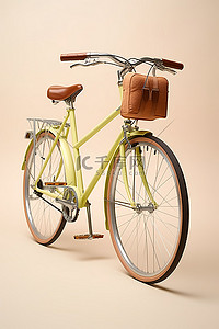 一辆带皮革饰边的黄色自行车的照片