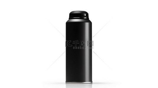 喷背景图片_带黑帽的空白黑色气溶胶喷雾罐的孤立白色背景 3D 插图