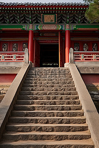 仙门背景图片_韩国佛教场所原州金基宇寺楼梯