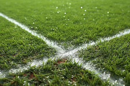 足球背景图片_草坪上画有一条线的足球场