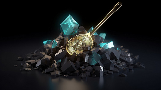 以太币和铲子的 3D 渲染，象征着加密货币采矿概念与区块链技术服务
