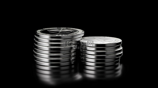 金融女性背景图片_黑色背景与 3d 银 nft 硬币