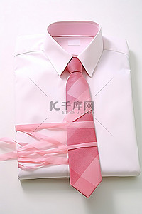 白色衬衫搭配粉色衬衫和领带，背景为白色