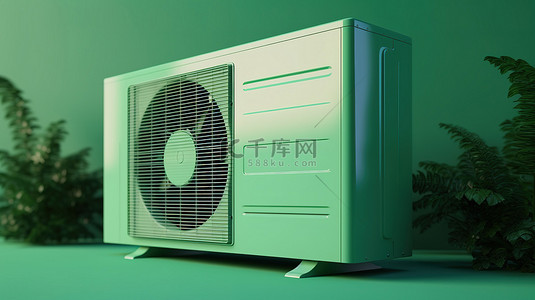 空调背景背景图片_绿色背景增强3D空调插画