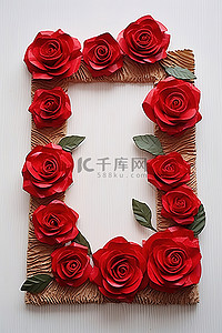 红玫瑰玫瑰背景背景图片_用瓦楞纸板制成的红玫瑰墙框