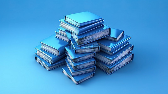 石板色背景上蓝色书籍的 3D 渲染