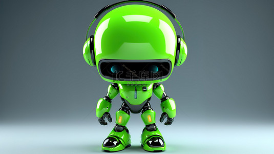 绿色机器人的 3d 角色