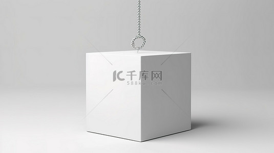 纸盒模板背景图片_带有用于白皮书包装的挂孔模型模板的悬挂盒容器的独立 3D 渲染