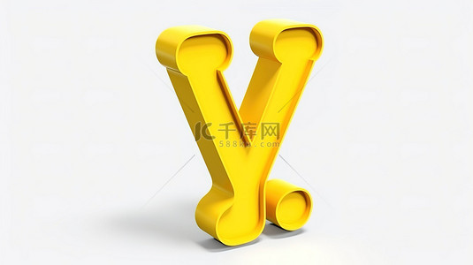 y 表情符号字符的 3D 渲染字体