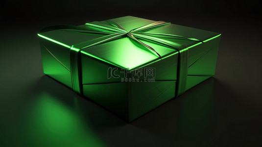 3d 渲染场景中的绿色礼品盒