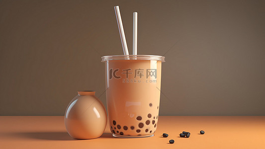 冰茶背景图片_奶茶饮料饮品橙色