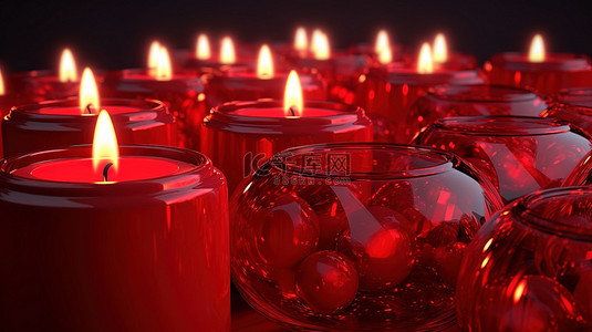 烛光蜡烛背景图片_3d 可视化中的红色蜡烛