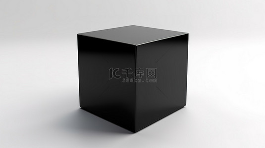 白色空间中的黑色立方体 3D 渲染