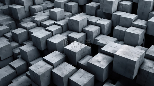 渲染的 3D 立方体混凝土墙