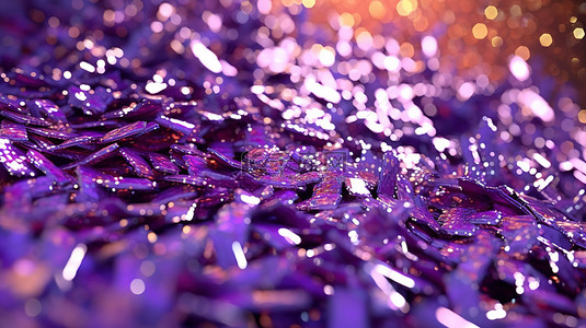 3D 渲染中抽象闪闪发光的紫色闪光背景