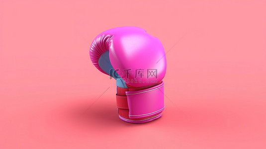 充满活力的特写随机拳击手套放置在粉红色背景 3D 渲染的运动理念