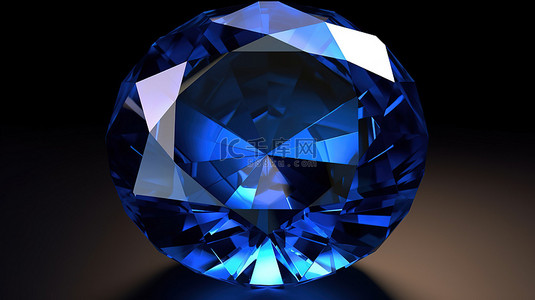 圆形宝石背景图片_圆形蓝色蓝宝石宝石的 3d 渲染