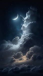 繁星闪耀背景图片_星云群星闪耀月亮流星云