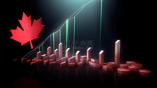 恒星加密货币在加拿大网站内容飙升表现的 3D 渲染图