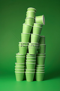 中空纸杯背景图片_绿色表面回收杯的照片