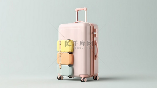 旅行包海报背景图片_柔和的手提箱模型的 3D 插图