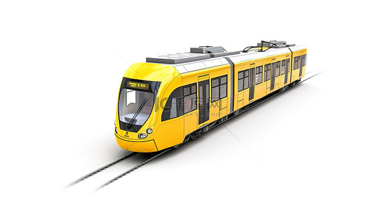 城市火车背景图片_白色背景下城市电车的 3d 渲染