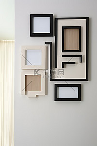 五种不同的框架设计，在墙上包裹白色框架