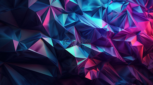 紫色背景质感背景图片_3d 中的多面抽象背景与闪闪发光的蓝紫色和粉红色彩虹色金属质感