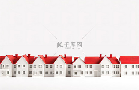 兔兔png背景图片_一排红色屋顶的白色房子png