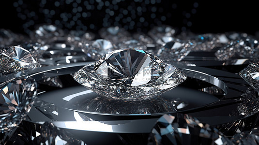 3d 渲染中的钻石注入抽象背景组合