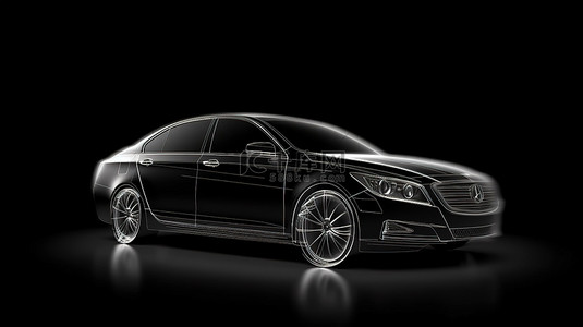 黑色背景车背景图片_具有逼真纹理的孤立黑色汽车的 3d 渲染