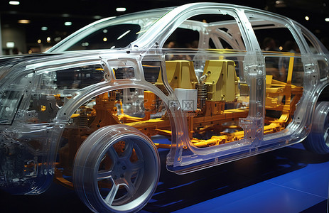 汽车机械背景图片_车展上展示了车身结构