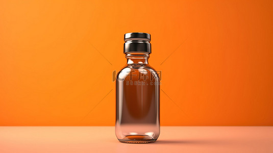 3d 渲染橙色背景与单色药瓶