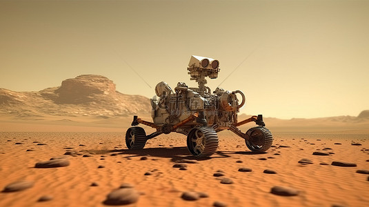 俄罗斯背景图片_使用 3D 插图漫游车探索火星