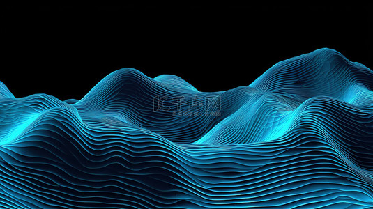 抽象线条渐变背景背景图片_运动中的蓝色波浪的动态 3D 插图