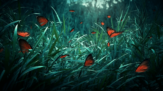 草丛间飞舞的蝴蝶