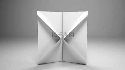 带两条折痕的折叠空白纸的 3d 渲染