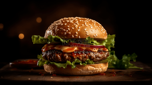 简易素描山背景图片_食物汉堡可口背景