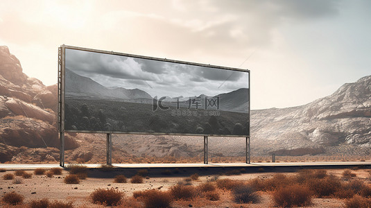 公告公告海报背景图片_带有 3D 图像的时尚灰色广告牌海报